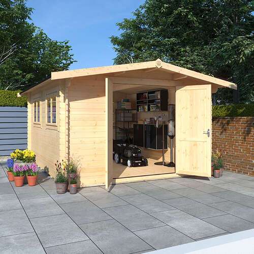 10'x10' Javan Reduced Height Log Cabin - Workshop Log Cabins - 0% Finance - Buy Now Pay Later - Tiger Sheds