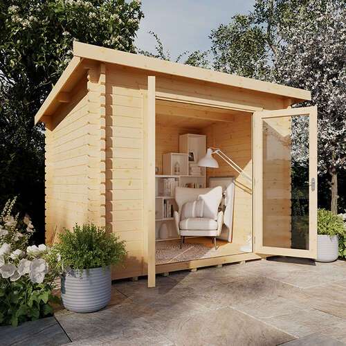 10'x8' The Lumen Log Cabin - 44mm Pent Log Cabins - 0% Finance - Buy Now Pay Later - Tiger Sheds