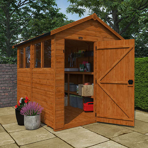 12'x4' Tigerflex Shiplap Apex Shed With Windows - Fast Delivery Outdoor Wooden Shed - 0% Interest Free Monthly Finance Available - Buy Now Pay Later