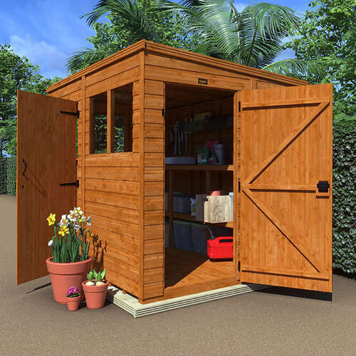 12'x6' Shiplap Pent 2-Door Shed With Windows - Custom Garden Sheds - TigerFlex Fast Delivery - 0% Finance - Buy Now Pay Later - Tiger Sheds