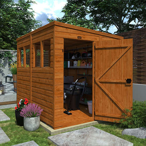 12'x6' Sunlit Pent Shed (Extra Windows) - Custom Garden Sheds - TigerFlex Fast Delivery - 0% Finance - Buy Now Pay Later - Tiger Sheds