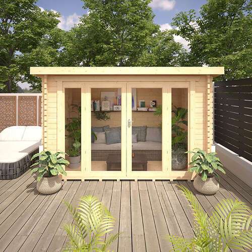 12'x8' Aura Log Cabin - 44mm Garden Log Cabins - 0% Finance - Buy Now Pay Later - Tiger Sheds