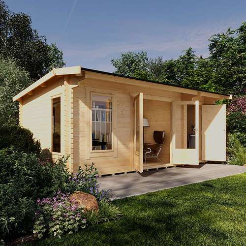 14'x10' Procas Store Log Cabin - 44mm Garden Log Cabins - 0% Finance - Buy Now Pay Later - Tiger Sheds