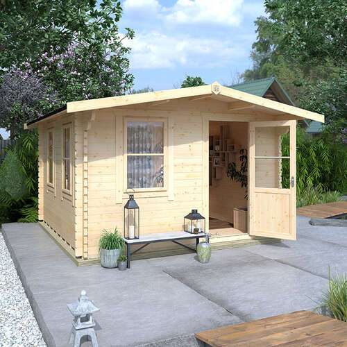 14'x12' Milne Log Cabin - 44mm Garden Log Cabins - 0% Finance - Buy Now Pay Later - Tiger Sheds