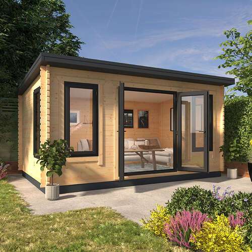 14x8 Onyx Insulated Log Cabin - 44mm Insulated Log Cabins - 0% Finance - Buy Now Pay Later - Tiger Sheds