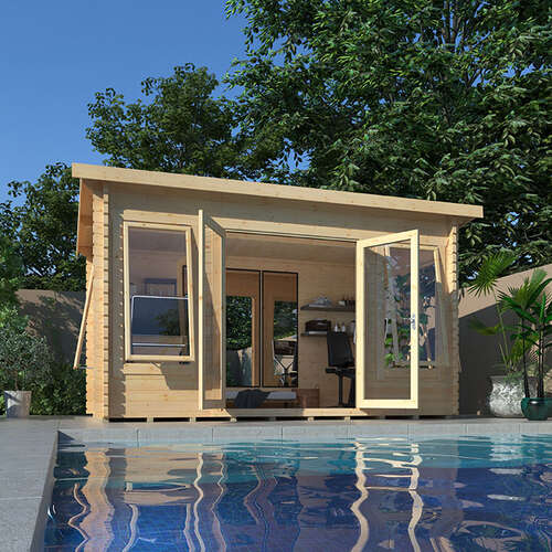 14'x8' Sola Log Cabin - 44mm Garden Log Cabins - 0% Finance - Buy Now Pay Later - Tiger Sheds