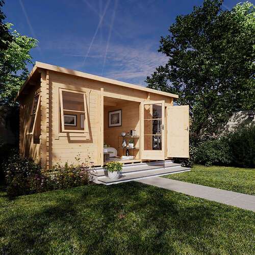 16'x12' Rho Store Log Cabin - 44mm Garden Log Cabins - 0% Finance - Buy Now Pay Later - Tiger Sheds