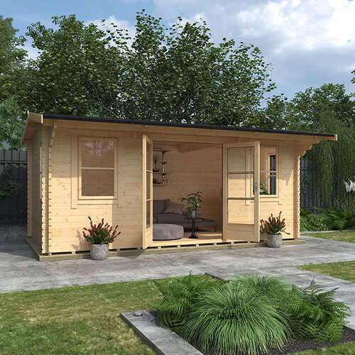 18'x12' Delta Reduced Height Log Cabin - 44mm Log Cabin - 0% Finance - Buy Now Pay Later - Tiger Sheds