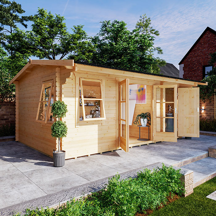 20'x10' Delta Store Reduced Height Log Cabin - 44mm Log Cabin - 0% Finance - Buy Now Pay Later - Tiger Sheds