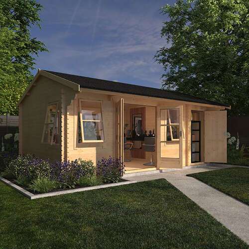 20'x12' Delta Store Log Cabin - 44mm Log Cabin - 0% Finance - Buy Now Pay Later - Tiger Sheds