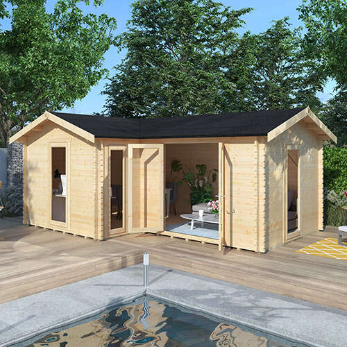 20'x16' L-Shaped Log Cabin - 0% Finance - Buy Now Pay Later - Tiger Sheds