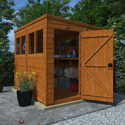 4'x4' Tigerflex Shiplap Pent Shed With Windows - Fast Delivery Outdoor Wooden Shed - 0% Interest Free Monthly Finance Available - Buy Now Pay Later