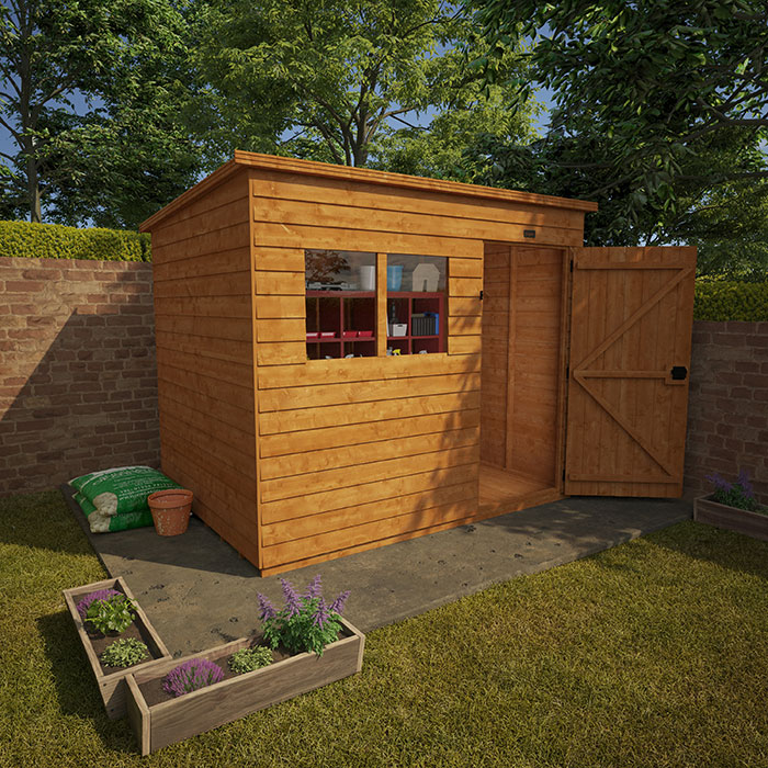 8'x6' Tiger Overlap Pent Shed - 0% Finance - Buy Now Pay Later - Tiger Sheds