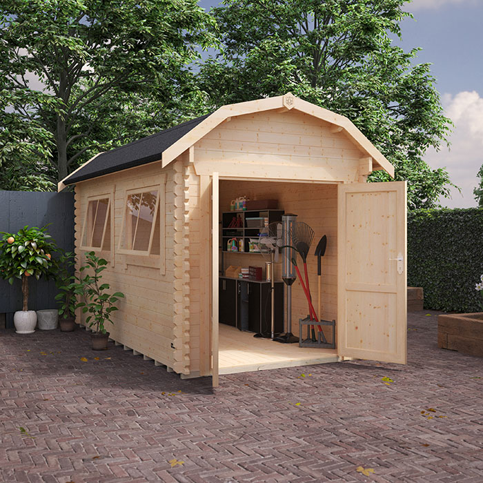 Garden Office - 10'x8' The Alpha Barn 28mm Log Cabin - 0% Finance - Buy Now Pay Later - Tiger Sheds