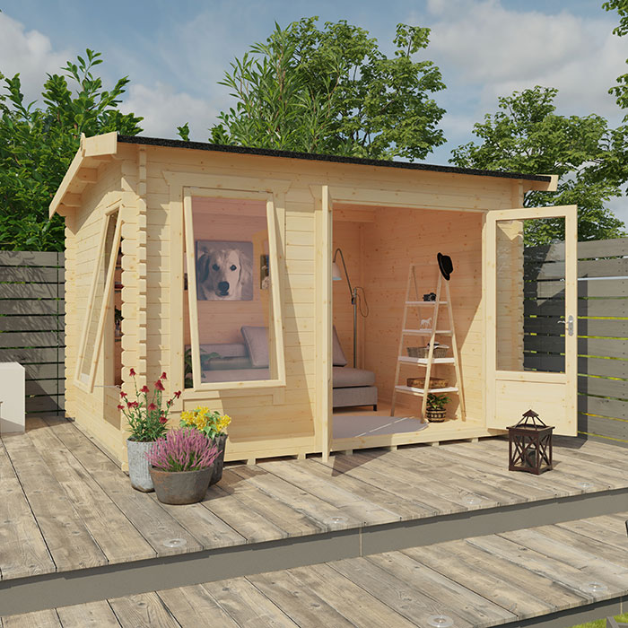 Garden Office - 12'x10' Kerr Log Cabin - 44mm Garden Log Cabins - 0% Finance - Buy Now Pay Later - Tiger Sheds Garden Office - 12'x10' Kerr Log Cabin - 44mm Garden Log Cabins - 0% Finance - Buy Now Pay Later - Tiger Sheds