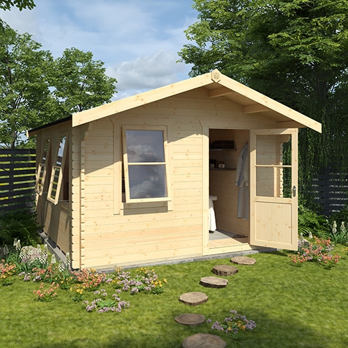 Garden Office - 12'x12' Milne Log Cabin - 44mm Garden Log Cabins - 0% Finance - Buy Now Pay Later - Tiger Sheds