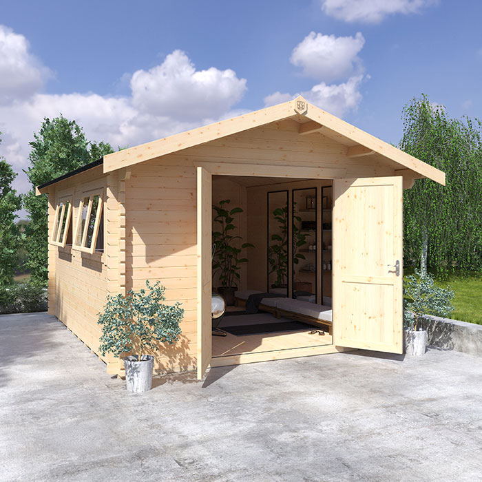 Garden Office - 12'x12' Rayner Log Cabin - Workshop Log Cabins - 0% Finance - Buy Now Pay Later - Tiger Sheds