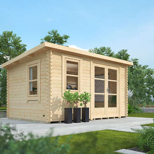Garden Office - 12'x8' The Rho 44mm Log Cabin - 0% Finance - Buy Now Pay Later - Tiger Sheds