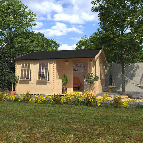 Garden Office - 14'x14' The Amur 44mm Log Cabin - 0% Finance - Buy Now Pay Later - Tiger Sheds