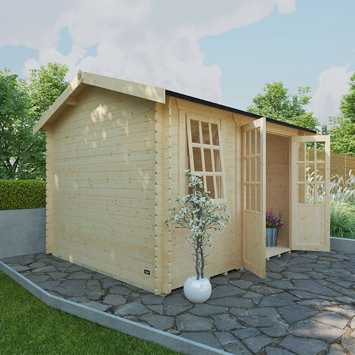 Garden Office - 14'x14' The Persian 28mm Log Cabin - 0% Finance - Buy Now Pay Later - Tiger Sheds