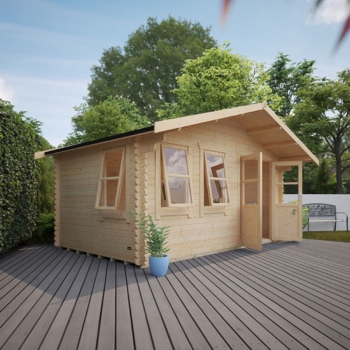 Garden Office - 14'x18' The Zeta 44mm Log Cabin - 0% Finance - Buy Now Pay Later - Tiger Sheds