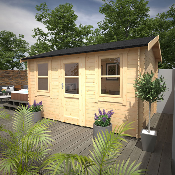 Garden Office - 14'x8' The Sabre 28mm Log Cabin - 0% Finance - Buy Now Pay Later - Tiger Sheds