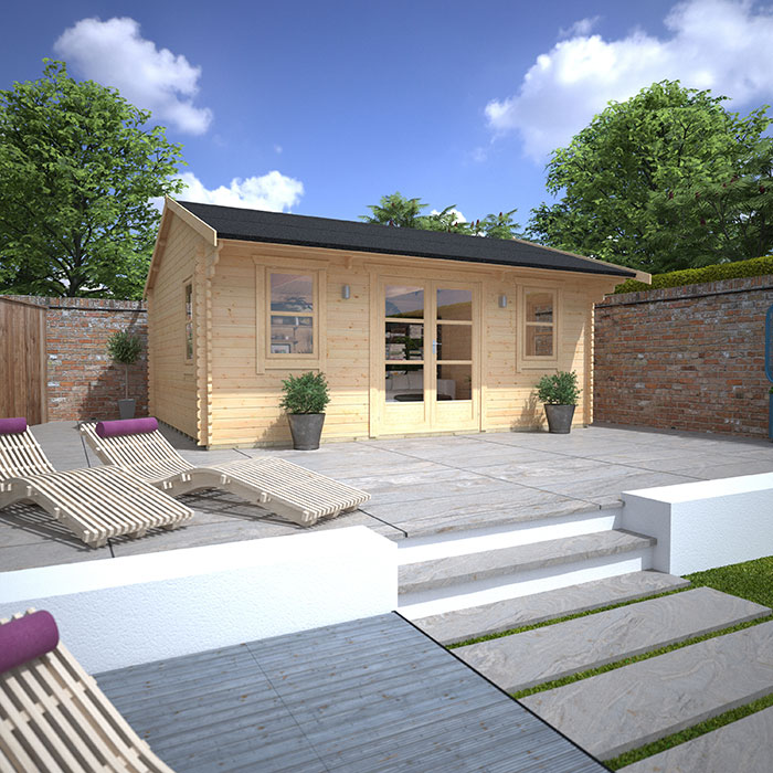 Garden Office - 16'x12' The Delta 44mm Log Cabin - 0% Finance - Buy Now Pay Later - Tiger Sheds