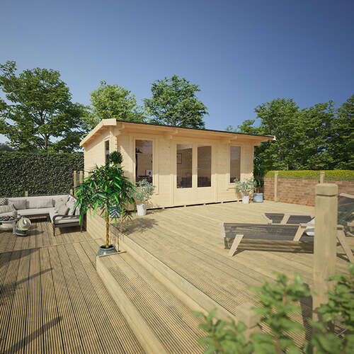 Garden Office - 16'x14' The Procas 44mm Log Cabin - 0% Finance - Buy Now Pay Later - Tiger Sheds