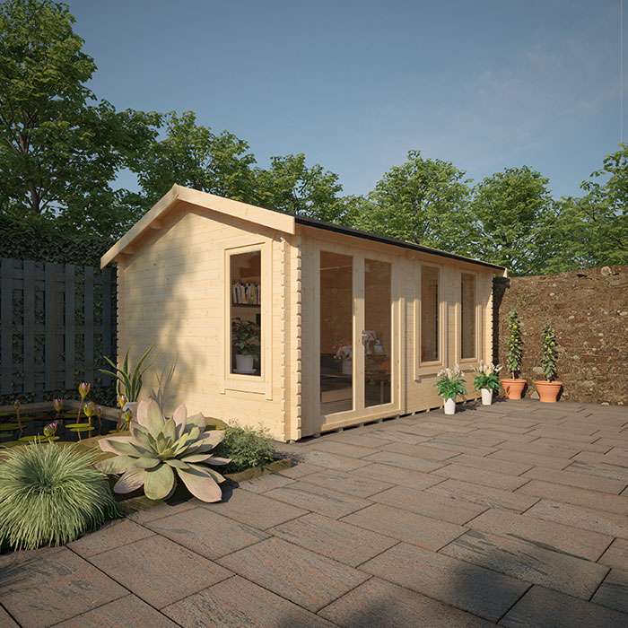 Garden Office - 20'x16' The Gamma 44mm Log Cabin - 0% Finance - Buy Now Pay Later - Tiger Sheds