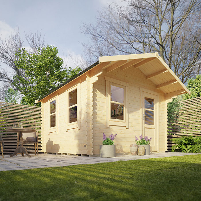 Garden Office - 8'x12' The Caspian 28mm Log Cabin - 0% Finance - Buy Now Pay Later - Tiger Sheds